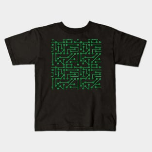 Green PCB printed circuit board trace line art Kids T-Shirt